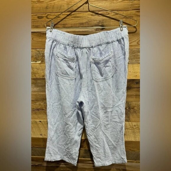 Alexander Jordan linen blend  capri blue and white stripe drawstring pockets USM - Picture 3 of 5